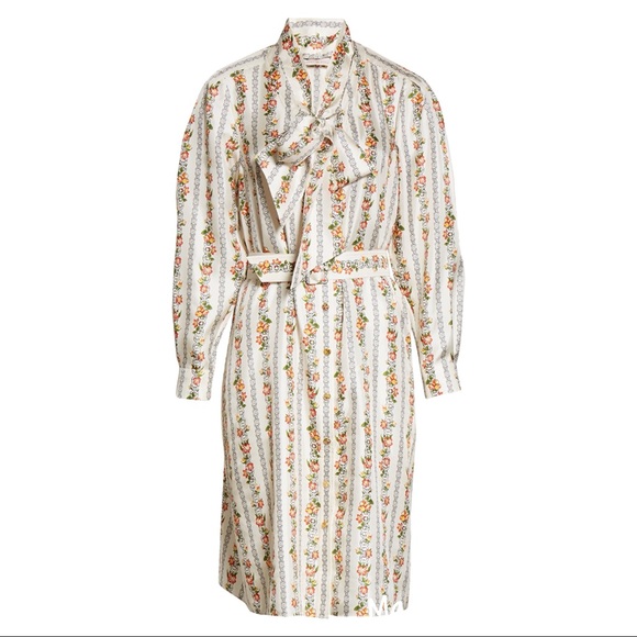 Tory Burch Dresses & Skirts - TORY BURCH Bow Neck Gemini Link Rose Silk Shirtdress